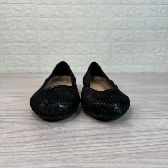 Taos Rascal Ballet Flats WMNS 8 Black Silver Metallic Leather Slip On RAS-13715 - Picture 2 of 10